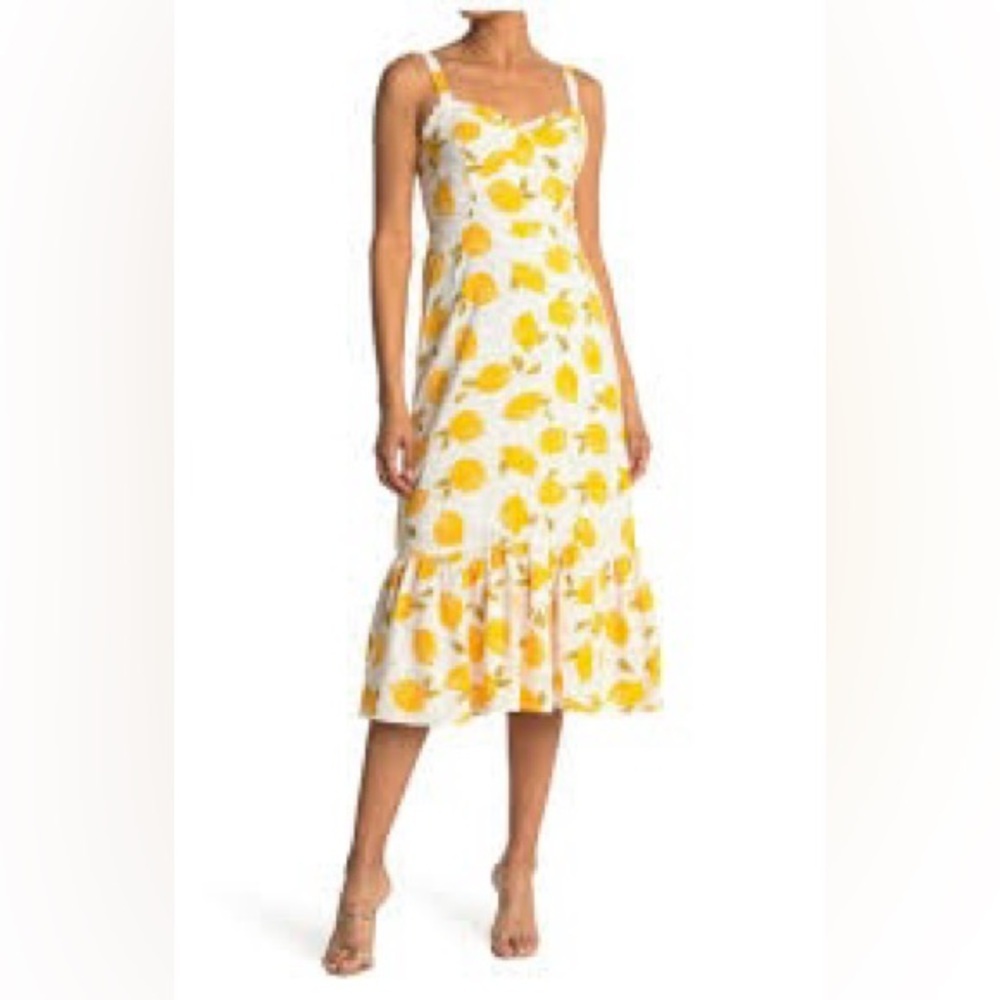 Code x Mode Lemon Print Sundress Cottagecore Coastal Italian Summer Size Med - Picture 7 of 10